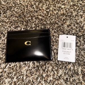 Black Coach Spazzolato Leather Card Holder